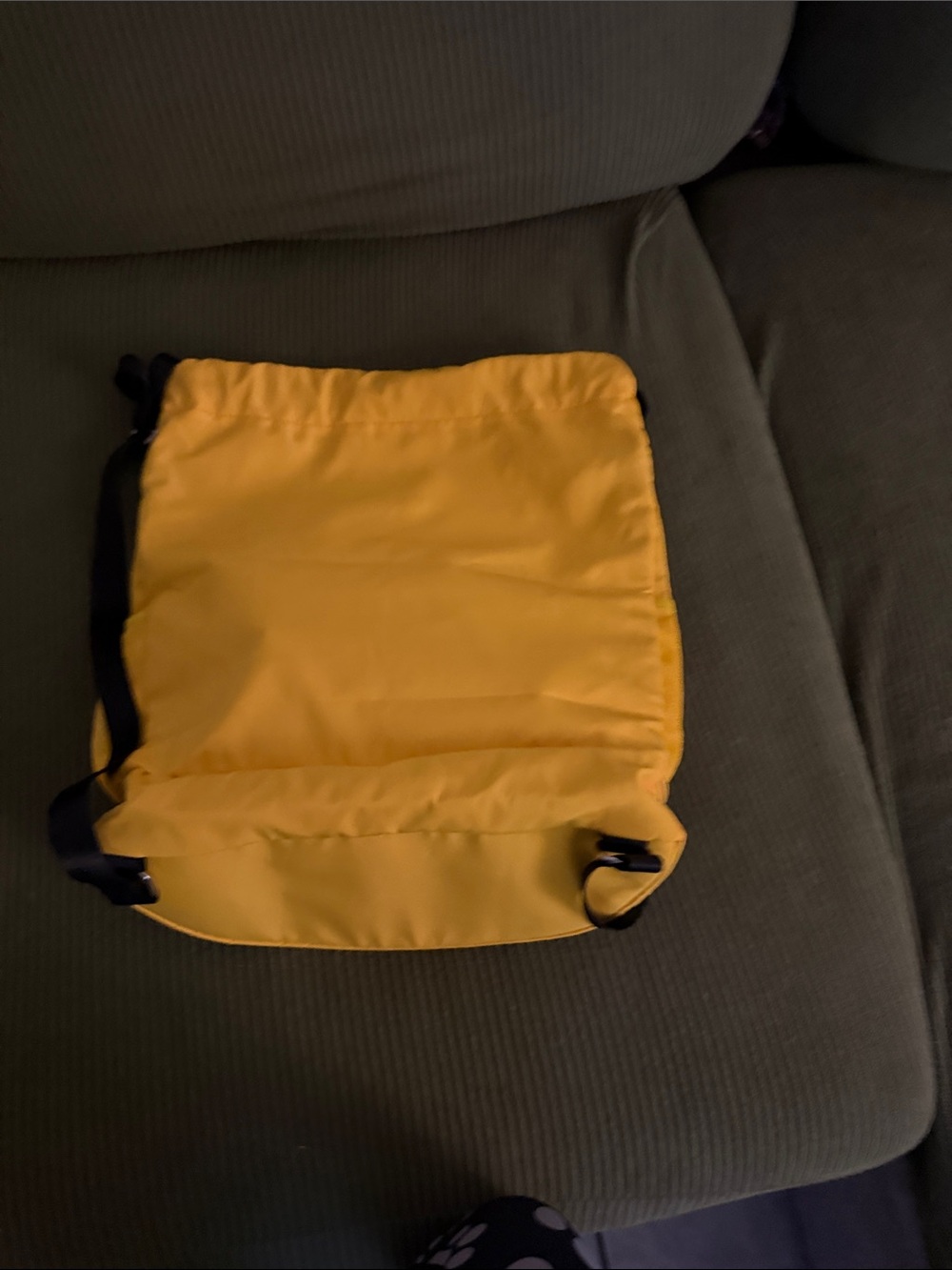 Source Unknown Yellow Drawstring Backpack with White Stripes - Picture 2 of 2